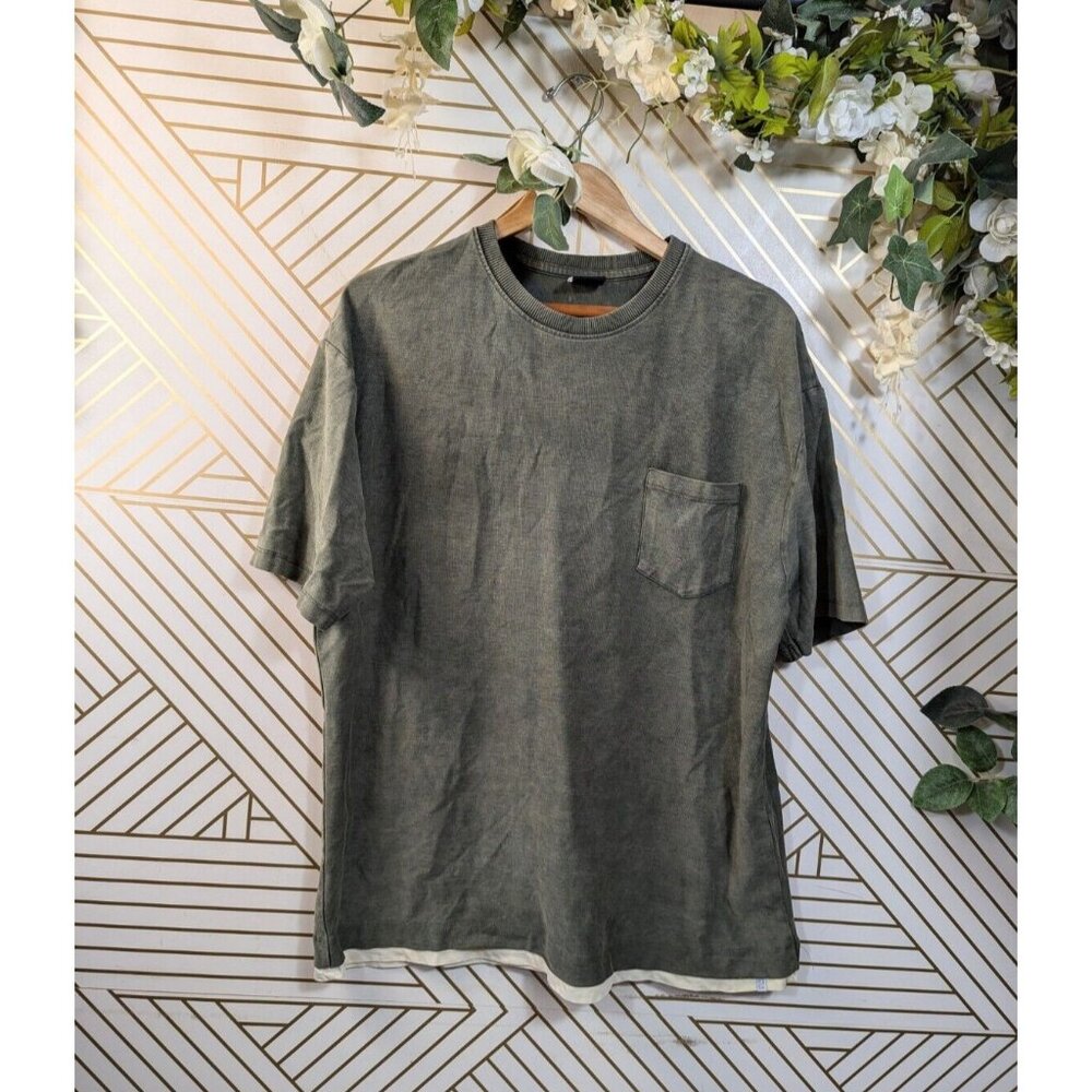 ZARA Men's Green Short Sleeve Double Layer Short Sleeve Shirt Size Large
